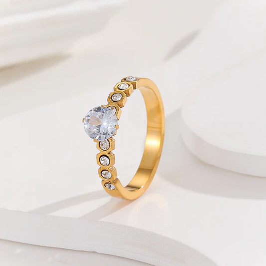 Opulent Golden Round- Cut Ring