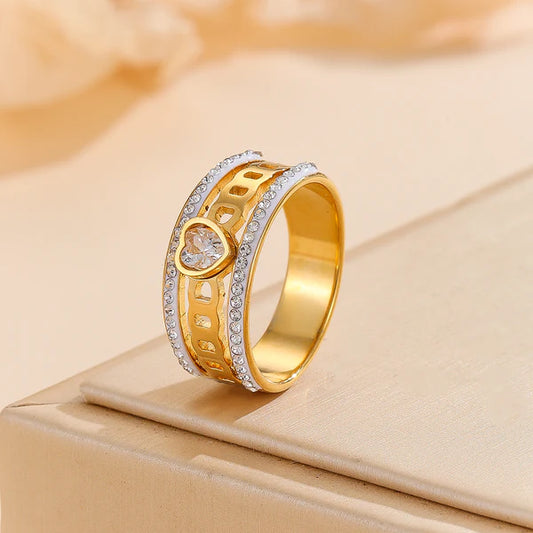 Infinite golden Love Halo Ring