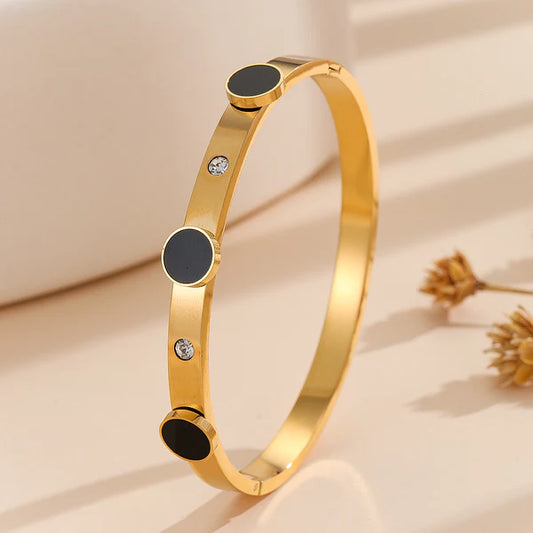 Diamond Dotted Gold Bangle